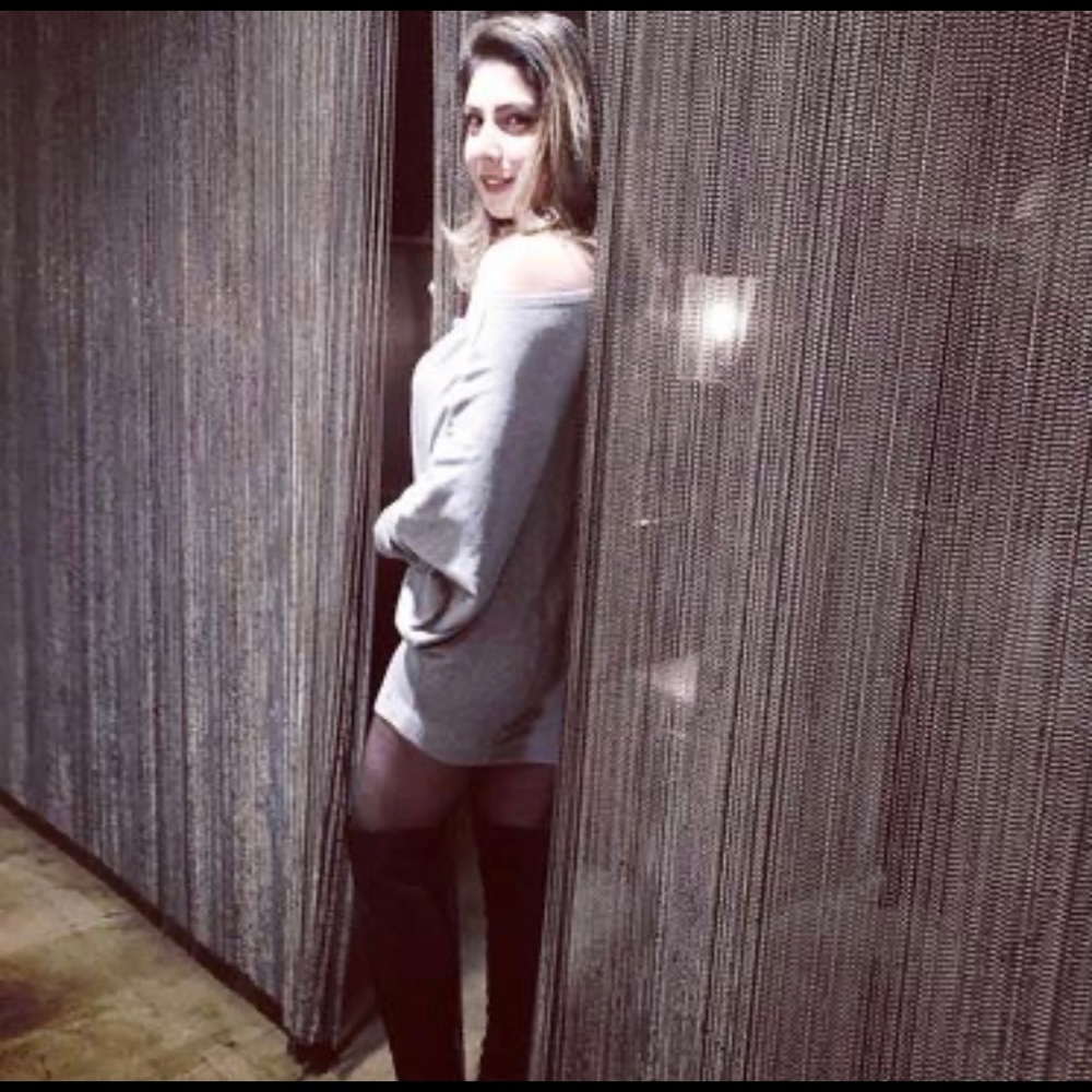 One shoulder loose dress sweater